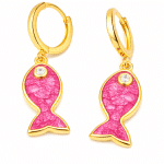 BRINCO ZIRCONIA ARGOLA CLICK PEIXE PEQUENO CORES 17.7MM