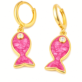 BRINCO ZIRCONIA ARGOLA CLICK PEIXE PEQUENO CORES 17.7MM