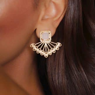 BRINCO CRISTAL COM ZIRCONIA LEQUE MEDIO COM BASE QUADRADA