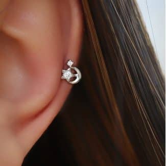 BRINCO ZIRCONIA PIERCING LUA E ESTRELA