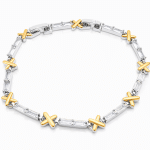 PULSEIRA ZIRCONIA COM X ZIRCONIAS BAGUETES DOIS BANHOS COM TRAVA