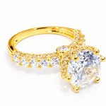 ANEL ZIRCONIA SOLITARIO PEDRA REDONDA CRAVEJADA EM VOLTA