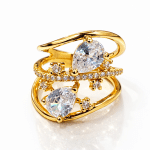 ANEL ZIRCONIA TRES FAIXAS COM ZIRCONIA GOTA NO MEIO