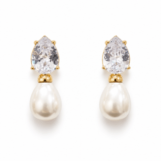 BRINCO PEROLA COM GOTA ZIRCONIA