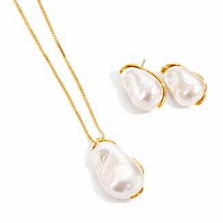 CONJUNTO PEROLA BARROCA COM DETALHES ATRAS 24.2 MM 40CM