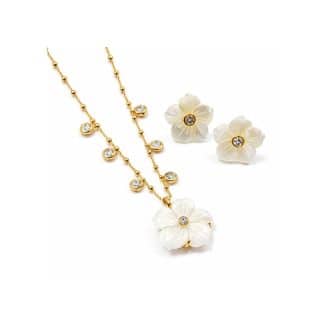 CONJUNTO MADRI PEROLA COM ZIRCONIA FLOR