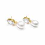 BRINCO PEROLA COM GOTA ZIRCONIA