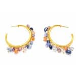 BRINCO LISO ARGOLA  COM PEDRAS NATURAIS COLORIDAS 34.5 MM