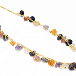 GARGANTILHA LISA COM PEDRAS NATURAIS COLORIDAS 40CM