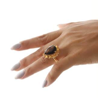 ANEL CRISTAL GOTA COM VARIOS CRISTAIS PEQ EM VOLTA