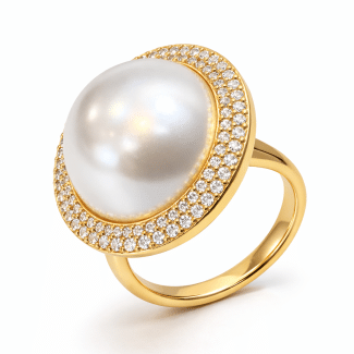 ANEL PEROLA REDONDO GRANDE ZIRCONIAS