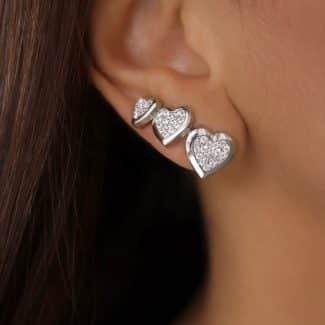 BRINCO ZIRCONIA TRIO CORACAO COM O CONTORNO LISO 19.7 MM
