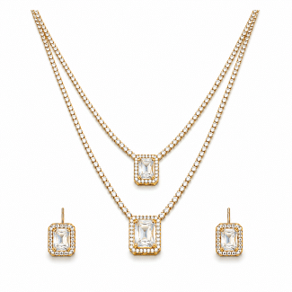 CONJUNTO CRISTAL RETANGULAR DUPLO RIVIERA CORES 40CM