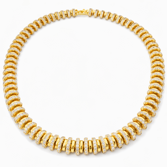 GARGANTILHA ZIRCONIA COM VARIAS FAIXAS CRAVEJADAS E LISAS GROSSA 11.7 MM 40CM