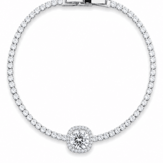 PULSEIRA CRISTAL QUADRADA RIVIERA CORES RODIO BRANCO
