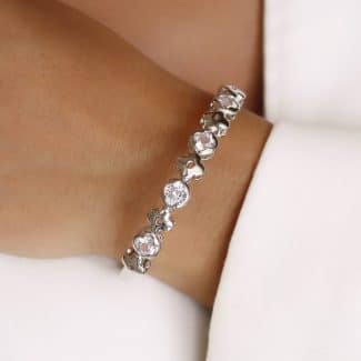 BRACELETE ZIRCONIA COM FLORES LISAS