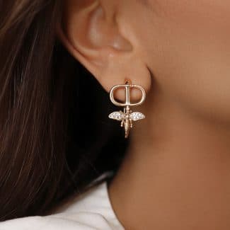 BRINCO ZIRCONIA ARGOLA COM SIMBOLO LACRE E ABELHA