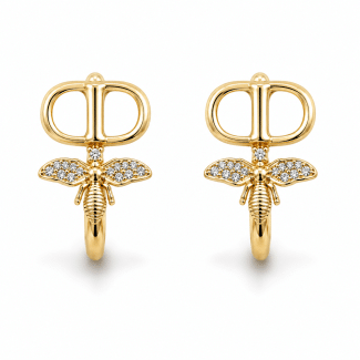 BRINCO ZIRCONIA ARGOLA COM SIMBOLO LACRE E ABELHA