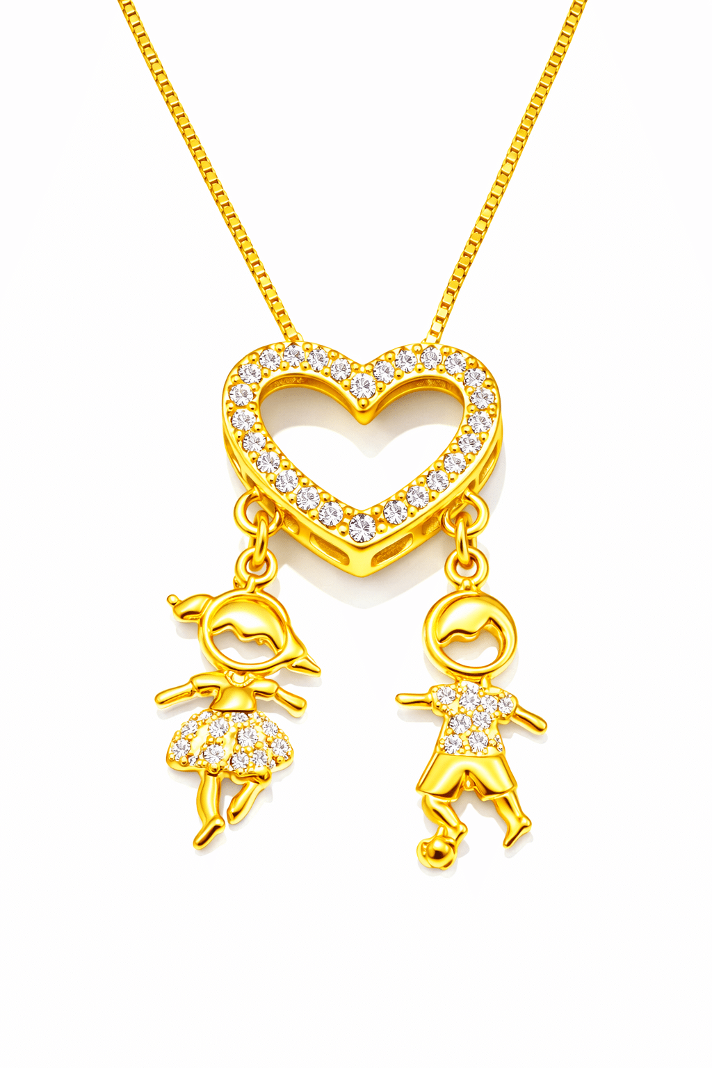 Colar dourado com pingente de coração