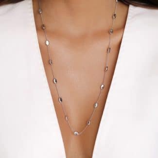 GARGANTILHA LISA COM VARIAS BOLINHAS ACHATADAS 60CM