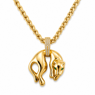 GARGANTILHA ZIRCONIA PANTERA LISA COM ARGOLA CRAVEJADA 40CM