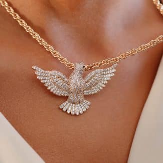 GARGANTILHA ZIRCONIA ESPIRITO SANTO TODO CRAVEJADO VIRADO DE LADO 40CM