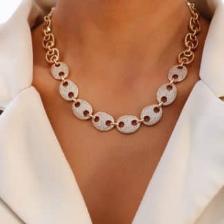 GARGANTILHA ZIRCONIA COM VARIOS LACRES TODO CRAVEJADO 40CM