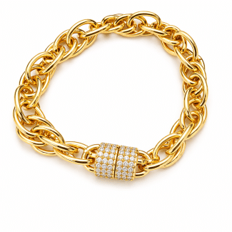 PULSEIRA ZIRCONIA COM ELOS LISOS E FECHO CRAVEJADO IMA