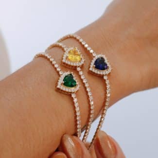 PULSEIRA CRISTAL CORACAO COM ZIRCONIAS MAIORES CORES