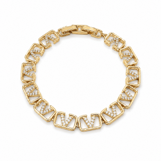 PULSEIRA ZIRCONIA SIMBOLO V CRAVEJADO E TRAVA