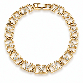 PULSEIRA ZIRCONIA SIMBOLO V CRAVEJADO E TRAVA