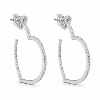 BRINCO ZIRCONIA ARGOLA FORMATO CORAÇAO GRANDE