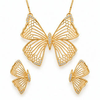 CONJUNTO ZIRCONIA BORBOLETA 45CM