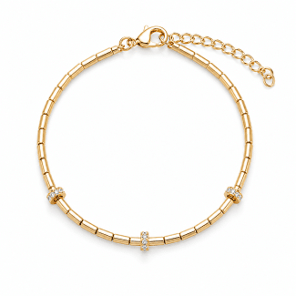 PULSEIRA ZIRCONIA COM TRES RODAS CRAVEJADAS E CANUTILHO FINO