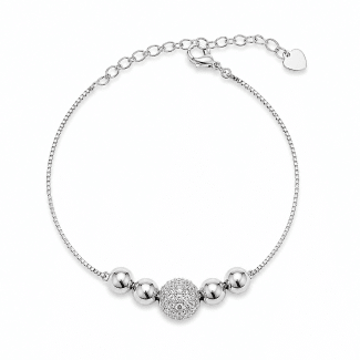 PULSEIRA ZIRCONIA COM BOLINHAS LISAS E UMA CRAVEJADA
