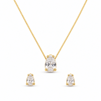 CONJUNTO ZIRCONIA GOTA PONTO DE LUZ VAZADO DOS LADOS 45CM