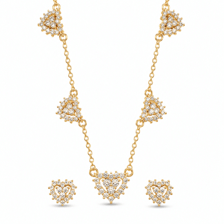 CONJUNTO ZIRCONIA TODO CRAVEJADO COM FORMATO DE FLOR DENTRO 40CM