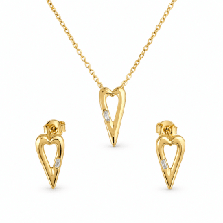 CONJUNTO ZIRCONIA CORACAO VAZADO  40CM