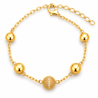 PULSEIRA ZIRCONIA COM CINCO BOLINHAS SENDO UMA COM ZIRCONIAS E DETALHADA