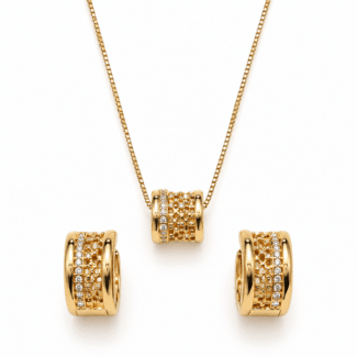 CONJUNTO ZIRCONIA COM BRINCO CLICK - 45CM