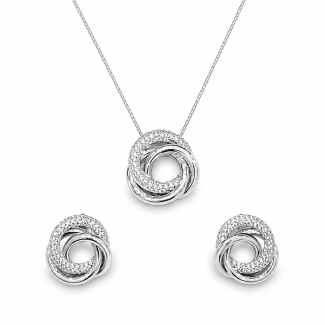 CONJUNTO ZIRCONIA ENTRELACADO LISO E CRAVEJADO 45CM