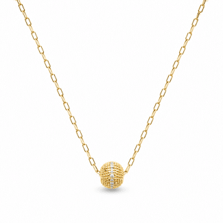 GARGANTILHA ZIRCONIA COM UMA BOLINHA DE ZIRCONIAS E DETALHADA PEQUENA 35CM