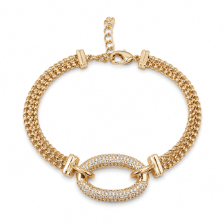 PULSEIRA ZIRCONIA FORMATO OVAL CRAVEJADO E ELOS