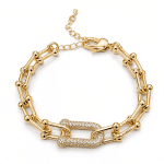 PULSEIRA ZIRCONIA ELOS LISOS E UM ELO CRAVEJADO MAIOR COM FECHO